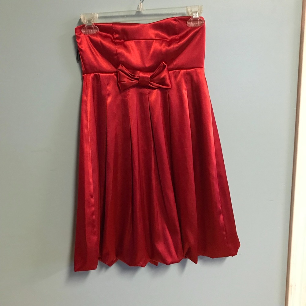 Red Strapless Bubble Dress - image 1